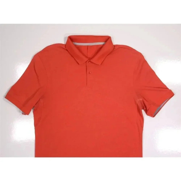 Lululemon Tech Pique Vermillion Salmon Performance Golf Polo Shirt~ Small - Picture 8 of 12